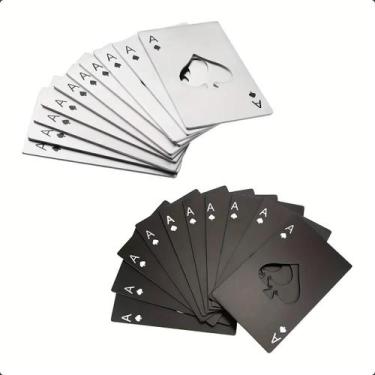 Imagem de Kit 10 Abridor De Garrafa Formato Carta De Baralho Espada Poker Aço In