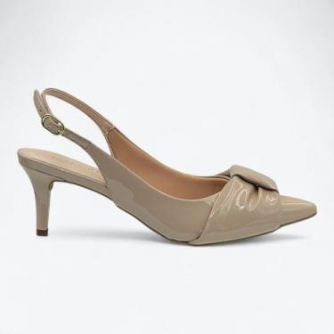 Imagem de Scarpin Mariotta Slingback Kitten Heels Feminino 1355324-02, Taupe, 36