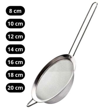 Imagem de Peneira coador de inox com cabo para cozinha - vários tamanhos - Origi
