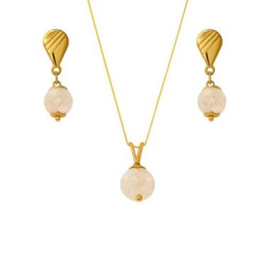 Imagem de Conjunto de Cristal Branco - Banhado em Ouro 18k - Tri Gata