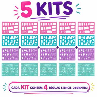 Imagem de Kit Régua Stencil Fun com 4 Unidades -Tilibra -, 5 Kits