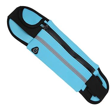 Imagem de Bolsa de cinto esportiva, bolsa de cintura para corrida Design de zíper íntimo Design de faixa reflexiva para família para andar de bicicleta ao ar livre(azul)