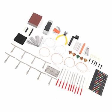 Imagem de Kit de ferramentas de configuração de instrumentos, acessórios de ferramentas de reparo de guitarra, arquivos completos de pinos de ponte com bolsa de transporte para bandolins para ukulele para baixo