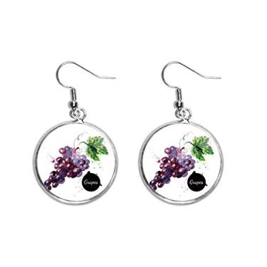 Imagem de Grapes Fruit Tasty Healthy Watercolor Ear Pendente Prata Brincos Joias Femininas