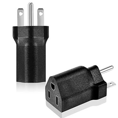 Imagem de Adaptador de tomada de 6-15P para 5-15R EUA plugue conversor elétrico de 3 pinos 20 Amp para 15 Amp adaptador de alimentação, 120 V a 240 V, preto (2 peças)