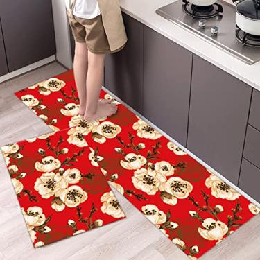Imagem de youyoucool Tapetes de cozinha coloridos para o chão, antiderrapante, conjunto de tapetes de cozinha e tapetes de cozinha de fazenda - 1 peça 41 x 119 cm