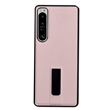 Imagem de XD Designs Capa fina para Sony Xperia 1 IV, capa de couro e TPU com suporte de metal e forro de microfibra capa protetora à prova de choque, rosa