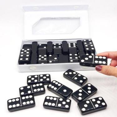 Imagem de Jogo Domino Jumbo Profissional Tipo Osso Preto Grosso Pedra Grossa Dom