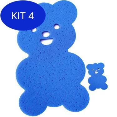 Imagem de Kit 4 Espuma Azul Esponja Para Banho Bebê Banheira Menino - Jo Baby