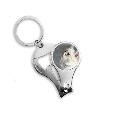 Imagem de Perfil animal de estimação branco gato bonito olhar-unha anel chaveiro abridor de garrafa cortador