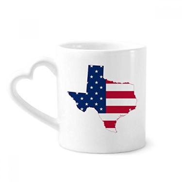 Imagem de Texas EUA Mapa Estrelas Listras Forma Bandeira Caneca Café Cerâmica Copos Copo Coração Vidro