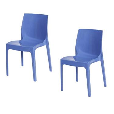 Imagem de 2 Cadeira Ice Polipropileno Azul Decoradeira