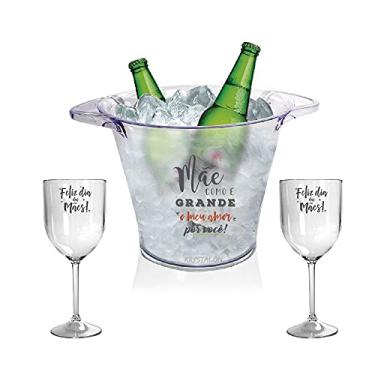 Imagem de Kit Personalizado para Dia das Mães Acrilico - Balde e Taças Vinho