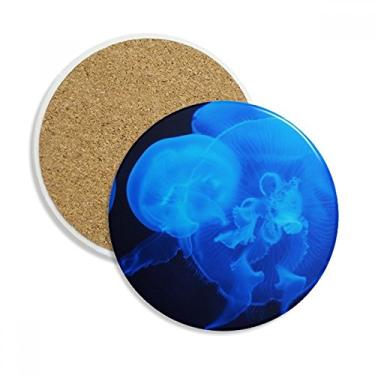 Imagem de Caneca de porta-copos com imagem da natureza da ciência, água-viva do oceano, pedra absorvente de proteção de mesa
