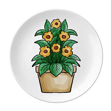 Imagem de Potted Daisy Placa decorativa de porcelana Salver Prato de jantar