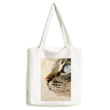 Imagem de Animal Blue Eye gatinho cinza foto sacola sacola sacola de compras bolsa casual bolsa de compras