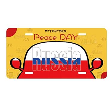 Imagem de DIYthinker Placa de licença com nome da bandeira da Rússia para decoração de carro, dia da paz