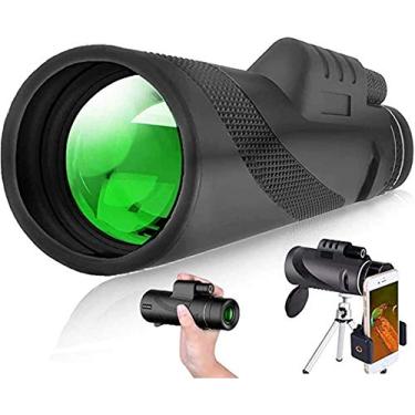 Imagem de Binóculos monoculares, telescópio monocular Telescópio celular 40X60 HD com suporte de telefone celular tripé para escalada caminhada observação de pássaros