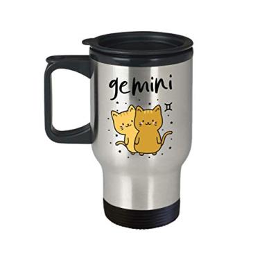 Imagem de Caneca de viagem Gemini – Caneca do zodíaco Gêmeos – Presentes Astrologia – Copo isolado 400 ml