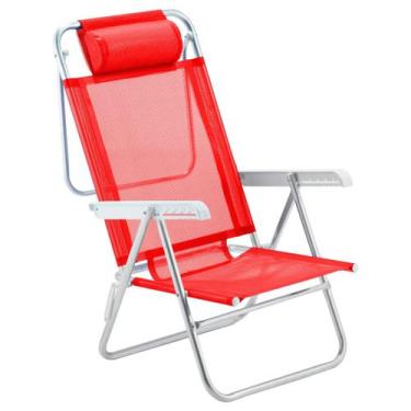 Imagem de Cadeira De Praia Reclinável Sun Glow Premium Alumínio Vermelho - Amvc