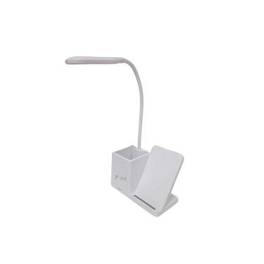Imagem de Luminária de Mesa Flexível Led Porta Caneta com Carregamento Sem Fio Branco