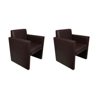 Imagem de Kit 2 Poltronas Nina Slim Em Tecido Sintético - Café - Cor: Marrom