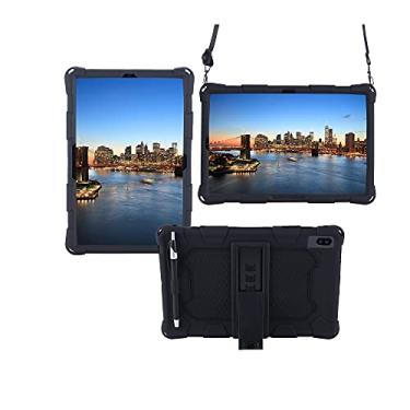 Imagem de Capa para tablet Tablet Case para Samsung Galaxy Tab S6 Lite 10.4 "/ P610, Soft and Light Silicone à prova de choque capa protetora com kickstand e alça de ombro (Color : Black)