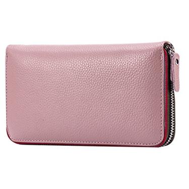 Imagem de BYKOINE Carteira feminina PU sólida porta-cartão grande bolsa de viagem bolsa feminina (modelo, rosa)