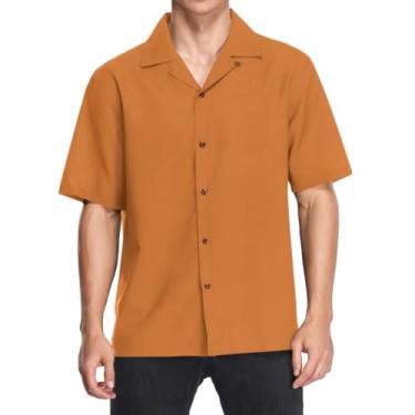 Imagem de CHIFIGNO Camisas havaianas masculinas de manga curta casual com botões camisas folgadas tropicais de praia, Chocolate, M
