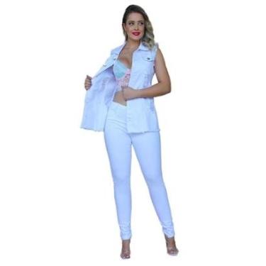 Imagem de Max Colete Jeans Feminino Longo Com 2 Bolso Super Lindo Azul 1-Feminino