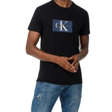 Imagem de Camiseta Calvin Klein Maculina Jeans Issue Logo Blue Block Preta-Masculino