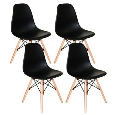 Imagem de Conjunto 4 Cadeiras Charles Eames Eiffel Concha Fixa - PRETO