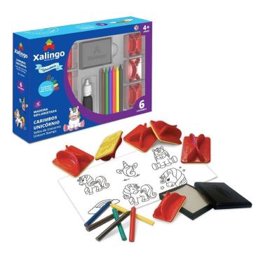 Imagem de Carimbo Almofada Desenho Unicornio Com Giz De Cera Colorir