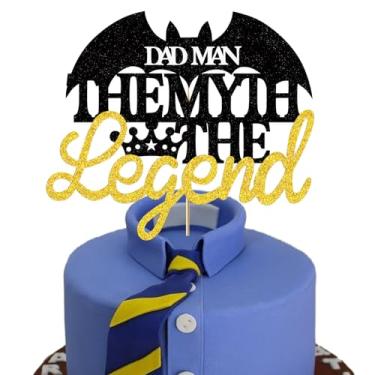 Imagem de Black Crown King The Man The Myth The Legend Cake Topper for Man Male Happy Birthday Theme Decor Supplies Daddy Father's Day Family Party Decorations