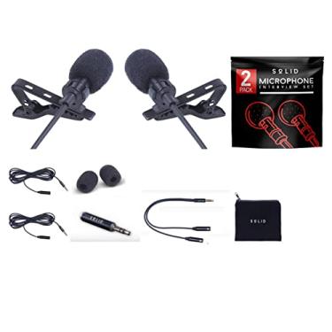 Imagem de SoLID Pacote com 2 microfones omnidirecionais para computador desktop, Mac, smartphone, iPhone, GoPro, DSLR, câmera de vídeo para podcast, YouTube, Vlogging, e DJs