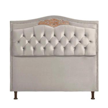 Imagem de Cabeceira Holanda 195cm King Size Estofada Veludo Star Confort Bege Marfim