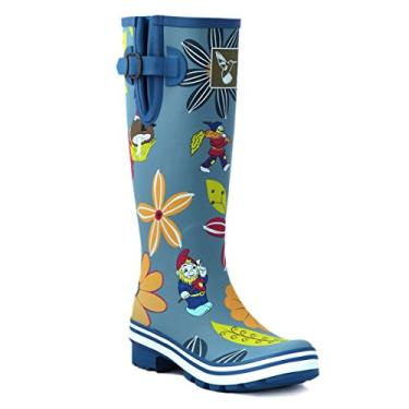 Imagem de Evercreatures Botas de chuva femininas à prova d'água, sapatos de jardim, uso ao ar livre, com palmilha confortável até o joelho, botas de chuva de borracha, botas de chuva, galochas, Azul, 38