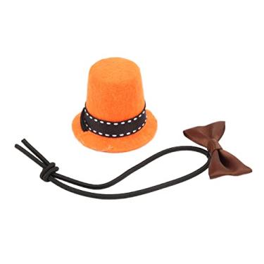 Imagem de Fantasia de Dragão Barbudo, Roupas de Dragão Barbudo, Chapéu Ajustável para Répteis e Gravata Borboleta para Répteis, Lagartos e Hamster (Chapéu laranja + gravata café)