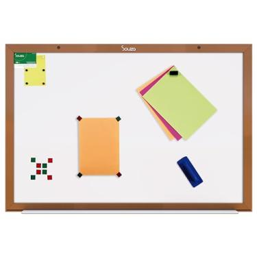 Imagem de Quadro Branco Luxo Magnético 90x60 Moldura MDF Luxo