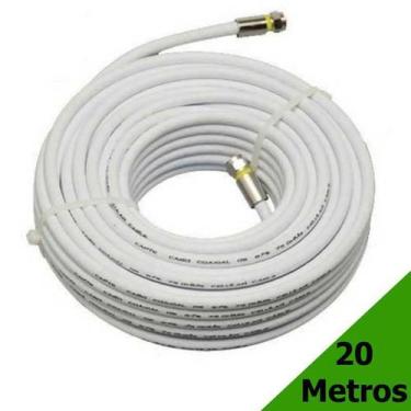 Imagem de Cabo para Antena de TV 20 Metros Montado Cabo Coaxial RG6 95% Malha 75