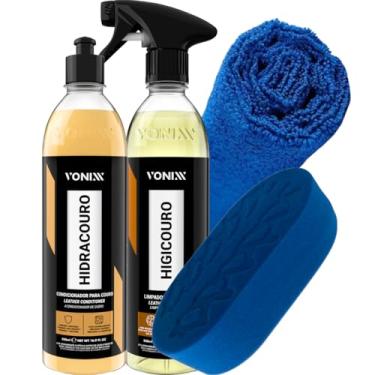 Imagem de Limpa Couro Banco Tapete Bolsa Mala Sapado Couro Aplicador Espuma Densa Vonixx P/Cera Plástico Kit Couro