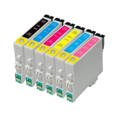 Imagem de Kit Cartucho Compatível Epson RX600 T048120 a 486 CMYK - Toner Vale