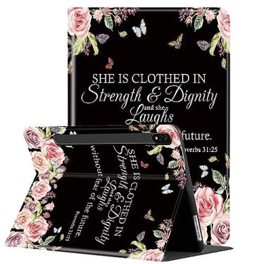 Imagem de Capa para tablet Samsung Galaxy Tab S8 Plus 2022/ Tab S7 FE 5G 2021/ Tab S7 Plus 2020 de 12,5 polegadas, suporte multiângulo com capa de proteção automática hibernar/despertar - Provérbios 31:25 flor