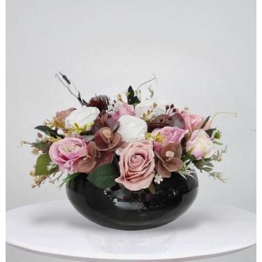 Imagem de Arranjo de Rosas Flores Artificiais Cores Mistas Com Vaso - La Caza St