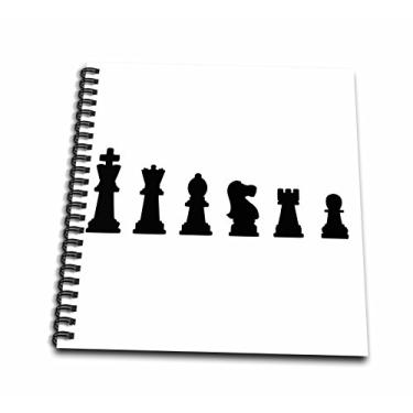 Imagem de 3dRose db_120268_2 Peças de xadrez preto e branco alinham peças do jogo de xeque-mate silhuetas fãs de xadrez mestres-livro de memórias, 30,48 x 30,48 cm