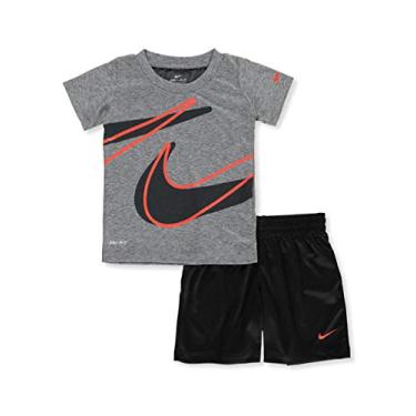 Imagem de Nike Boy`s Dri-Fit T-Shirt & Shorts 2 Piece Set (Black(76E526-023)/Red, 5)