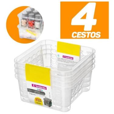 Imagem de 4 Cesto Organizador Empilhável Plástico 746ml Versátil Durável Armazen
