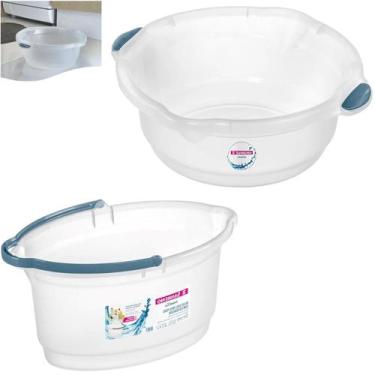 Imagem de Kit Balde Oval 14 Litros Plástico Rodo Vassoura Bacia Limpeza Lavander
