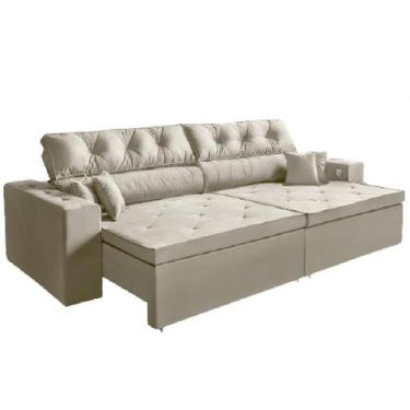 Imagem de Sofá 4 Lugares Smart 2,62 Metros Bege Retrátil, Reclinável Tecnologia 