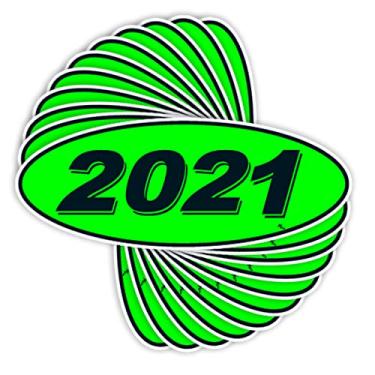 Imagem de VERSA-TAGS Adesivo de ano oval preto e verde-limão para carro revendedor de para-brisa modelo ano oval (2021)